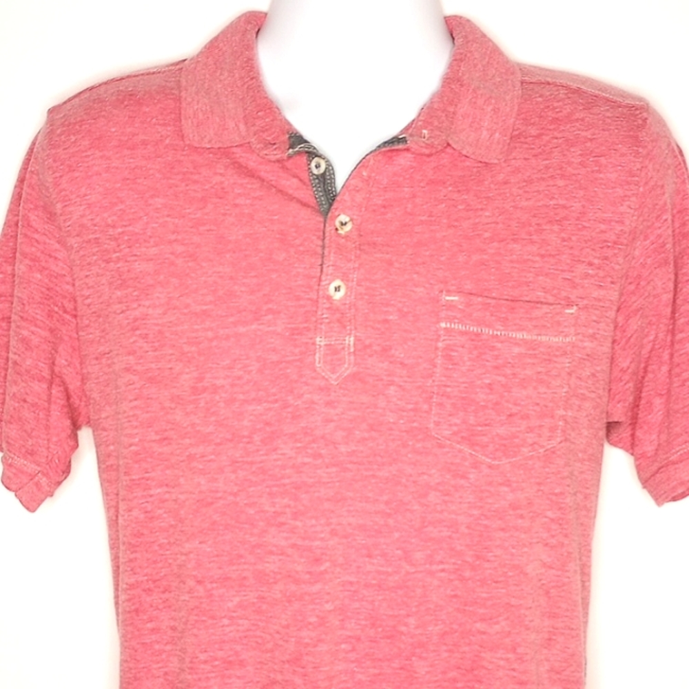 Tommy Bahama Coral Red Quarter Button Down Short Sleeve Henley T-shirt Medium